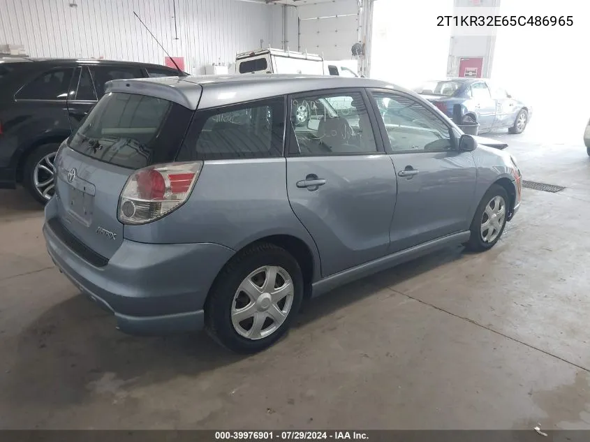 2005 Toyota Matrix Xr VIN: 2T1KR32E65C486965 Lot: 39976901