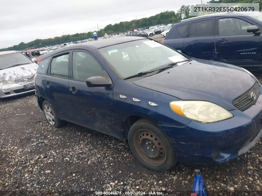 2005 Toyota Matrix VIN: 2T1KR32E55C420679 Lot: 40046578