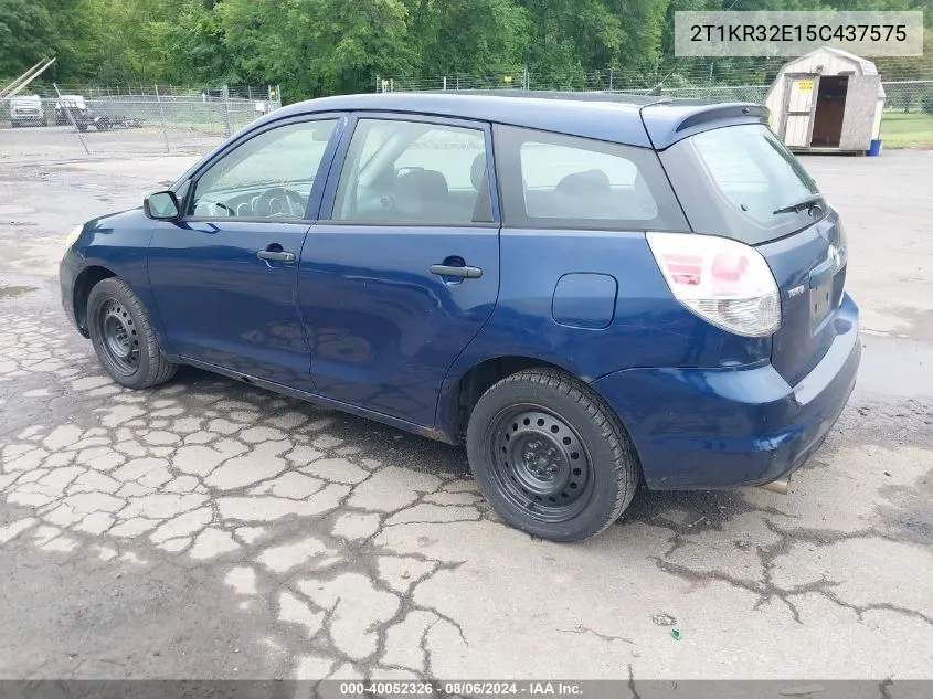 2005 Toyota Matrix VIN: 2T1KR32E15C437575 Lot: 40052326