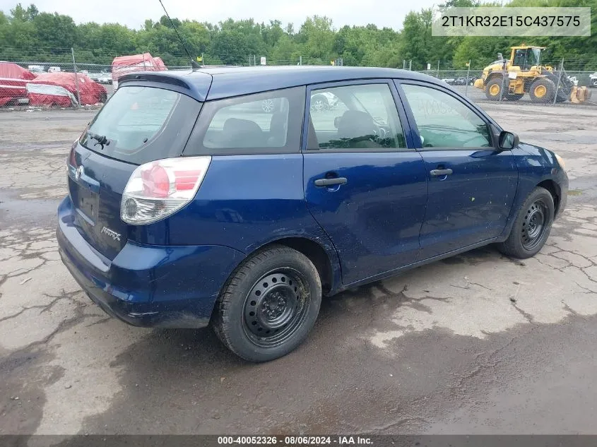 2005 Toyota Matrix VIN: 2T1KR32E15C437575 Lot: 40052326