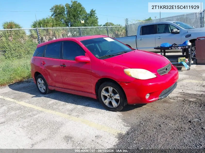 2005 Toyota Matrix Xr VIN: 2T1KR32E15C411929 Lot: 40097707