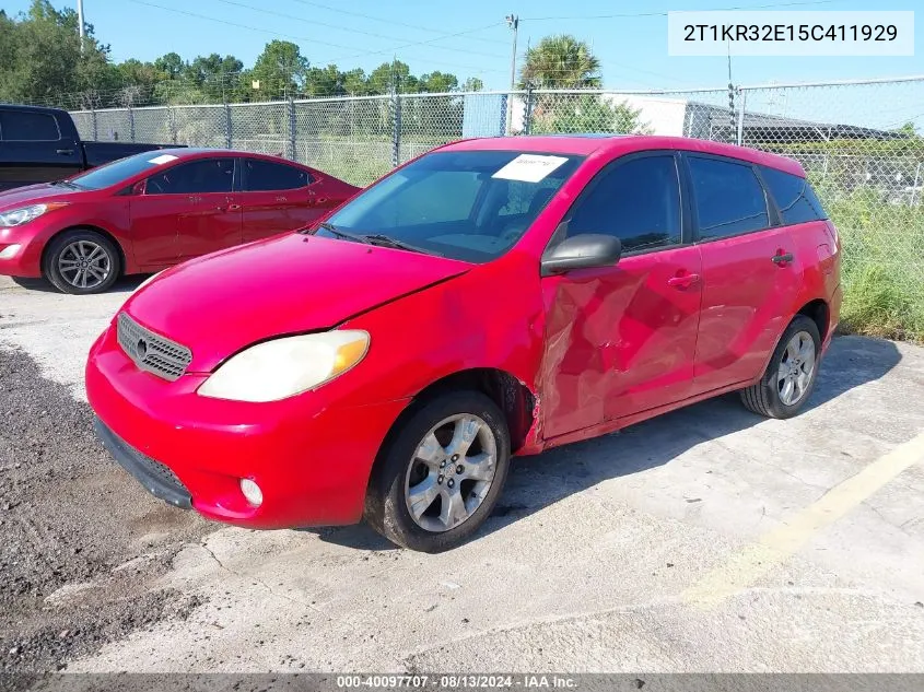 2005 Toyota Matrix Xr VIN: 2T1KR32E15C411929 Lot: 40097707