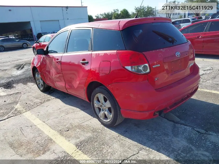 2005 Toyota Matrix Xr VIN: 2T1KR32E15C411929 Lot: 40097707