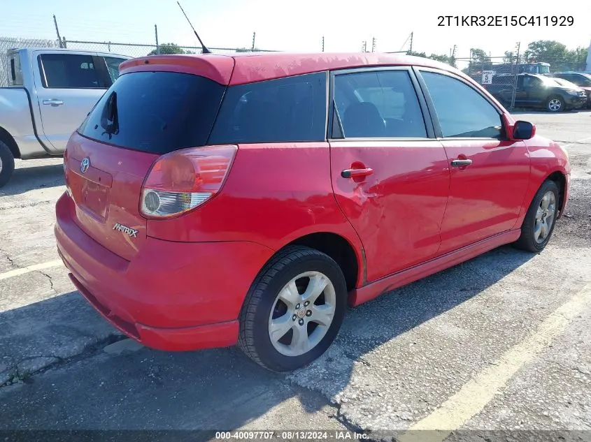 2005 Toyota Matrix Xr VIN: 2T1KR32E15C411929 Lot: 40097707