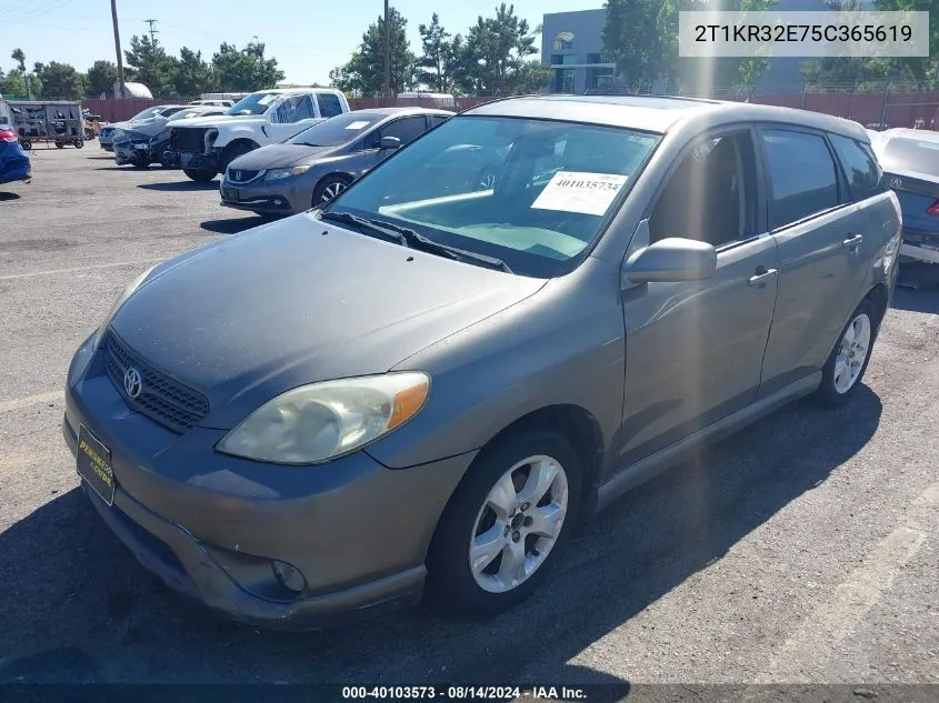 2005 Toyota Matrix Xr VIN: 2T1KR32E75C365619 Lot: 40103573