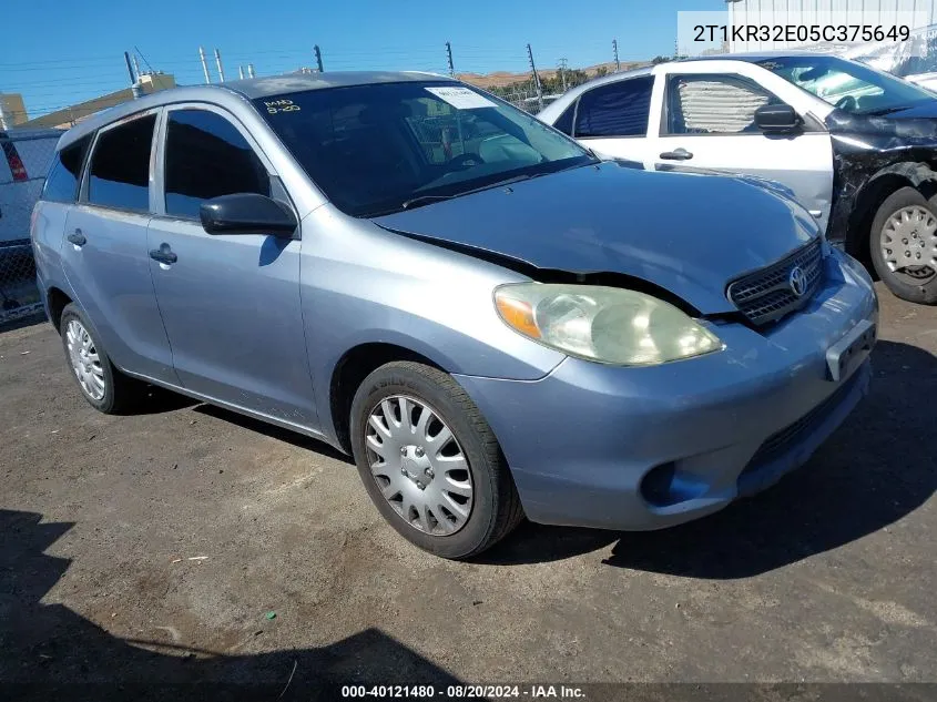 2005 Toyota Matrix VIN: 2T1KR32E05C375649 Lot: 40121480