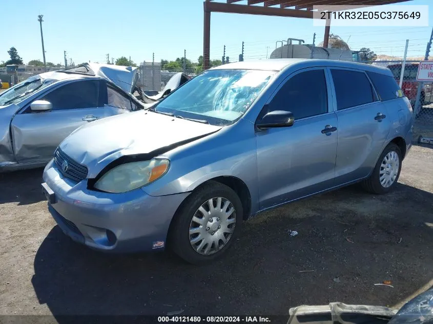 2005 Toyota Matrix VIN: 2T1KR32E05C375649 Lot: 40121480