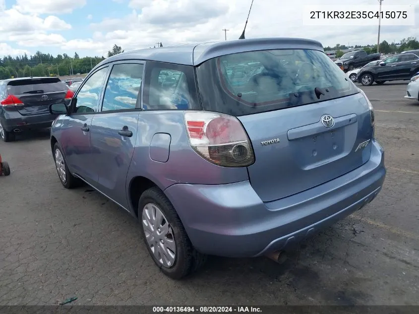 2005 Toyota Matrix VIN: 2T1KR32E35C415075 Lot: 40136494