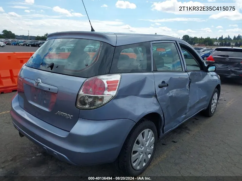 2005 Toyota Matrix VIN: 2T1KR32E35C415075 Lot: 40136494