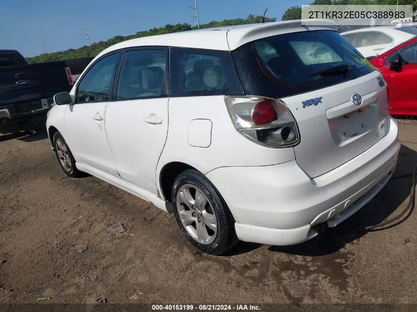 2005 Toyota Matrix Xr VIN: 2T1KR32E05C388983 Lot: 40153199