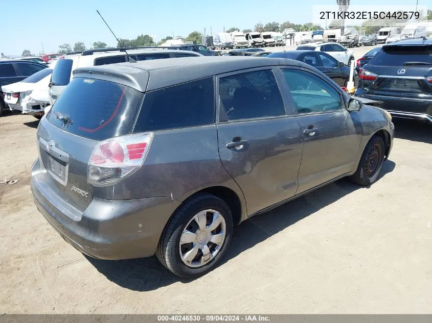 2005 Toyota Corolla Matrix Xr VIN: 2T1KR32E15C442579 Lot: 40246530