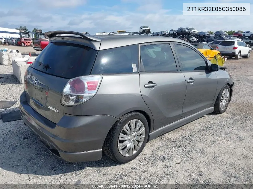 2005 Toyota Corolla Matrix Xr VIN: 2T1KR32E05C350086 Lot: 40309641