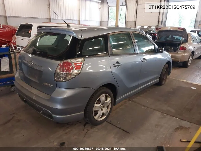 2005 Toyota Matrix Xr VIN: 2T1KR32E15C475789 Lot: 40369677