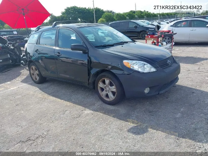 2005 Toyota Matrix Xr VIN: 2T1KR32EX5C343422 Lot: 40376462