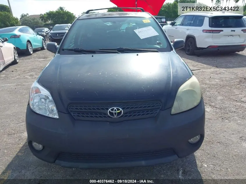 2005 Toyota Matrix Xr VIN: 2T1KR32EX5C343422 Lot: 40376462