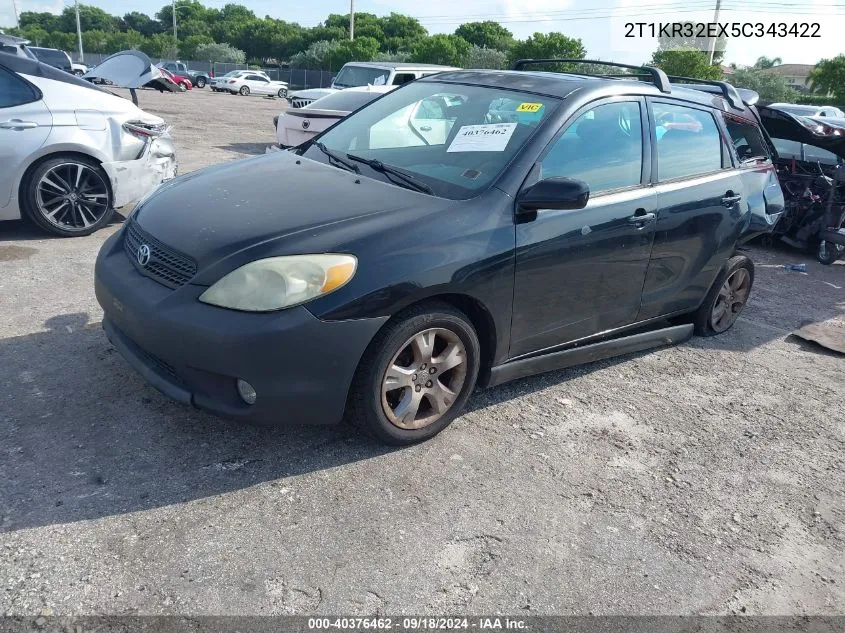 2005 Toyota Matrix Xr VIN: 2T1KR32EX5C343422 Lot: 40376462