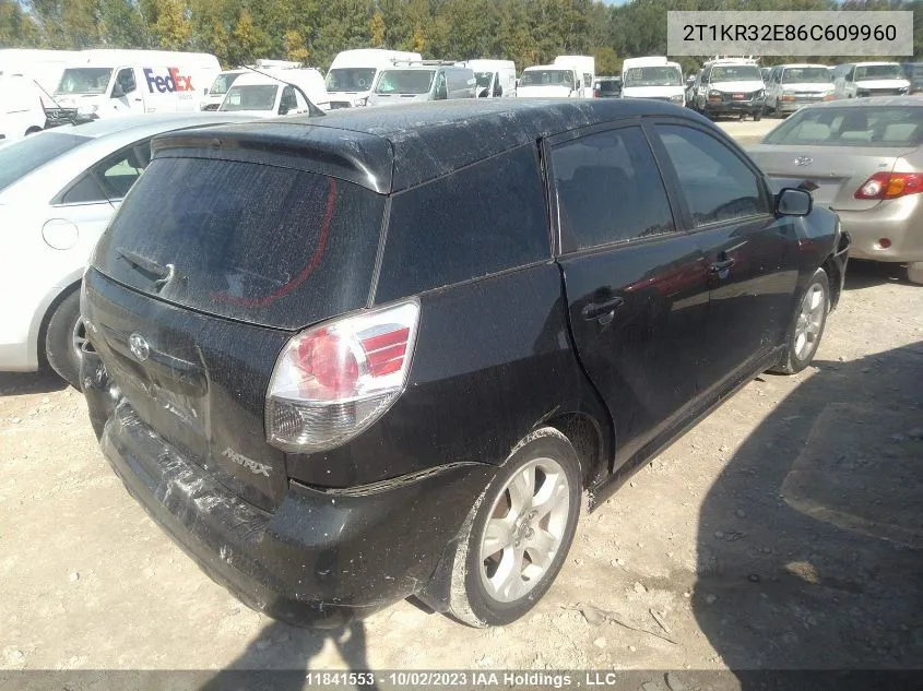 2006 Toyota Matrix VIN: 2T1KR32E86C609960 Lot: 11841553