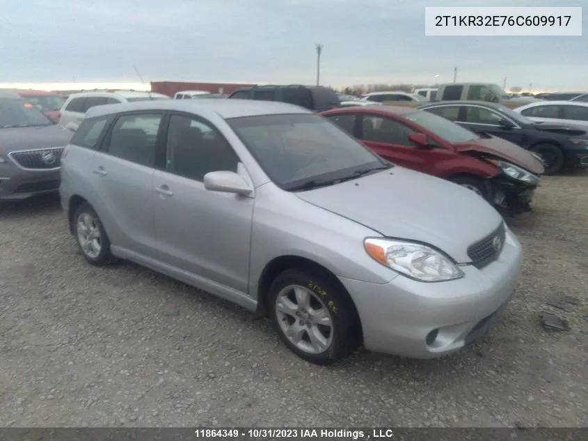 2006 Toyota Corolla Matrix Xr VIN: 2T1KR32E76C609917 Lot: 11864349