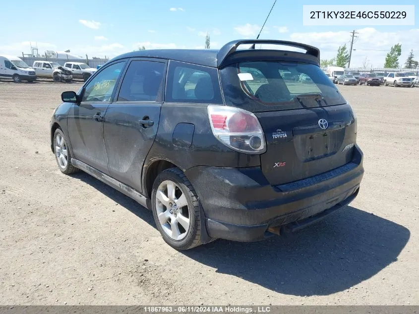 2006 Toyota Matrix Xrs VIN: 2T1KY32E46C550229 Lot: 11867963