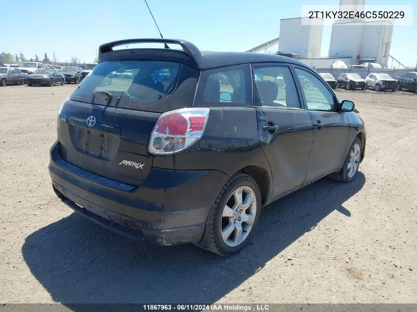 2006 Toyota Matrix Xrs VIN: 2T1KY32E46C550229 Lot: 11867963