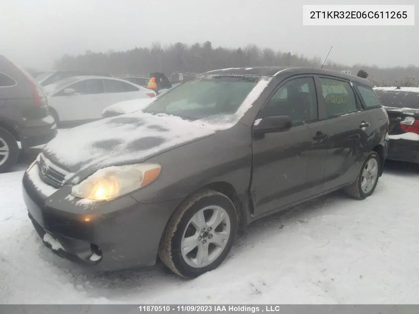 2006 Toyota Matrix Xr/Xrs VIN: 2T1KR32E06C611265 Lot: 11870510X