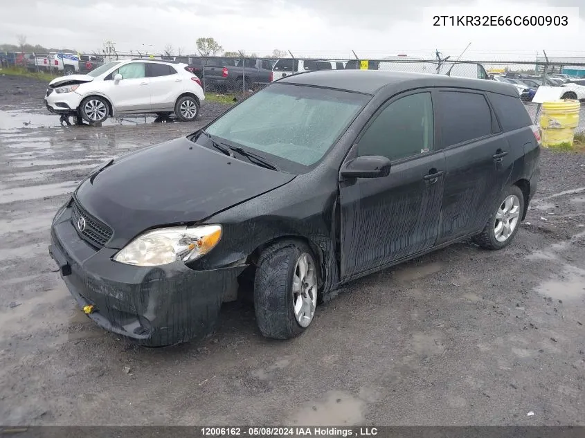 2006 Toyota Matrix Xr/Xrs VIN: 2T1KR32E66C600903 Lot: 12006162