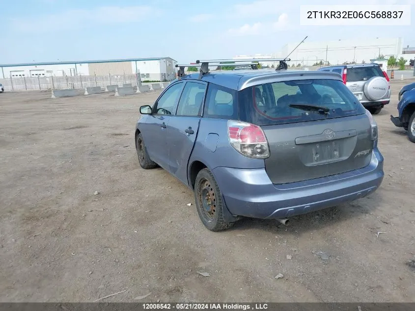 2006 Toyota Matrix Wagon VIN: 2T1KR32E06C568837 Lot: 12008542