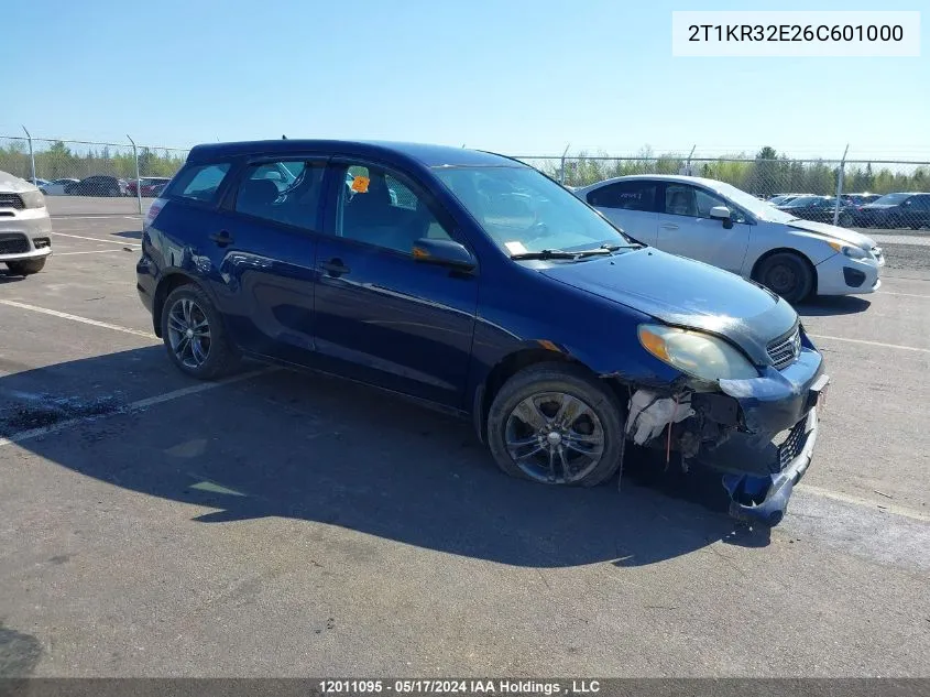 2006 Toyota Matrix Xr/Xrs VIN: 2T1KR32E26C601000 Lot: 12011095