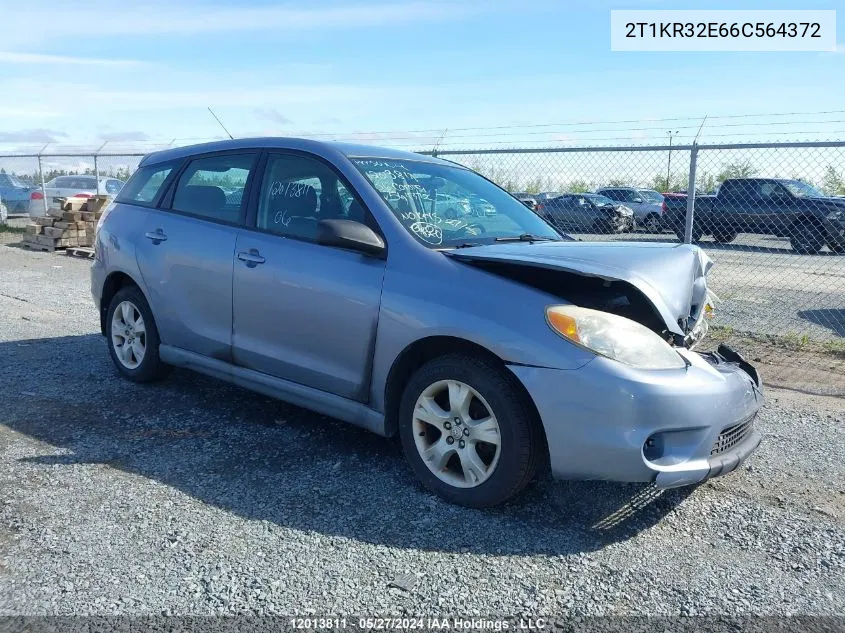 2006 Toyota Corolla Matrix Xr VIN: 2T1KR32E66C564372 Lot: 12013811