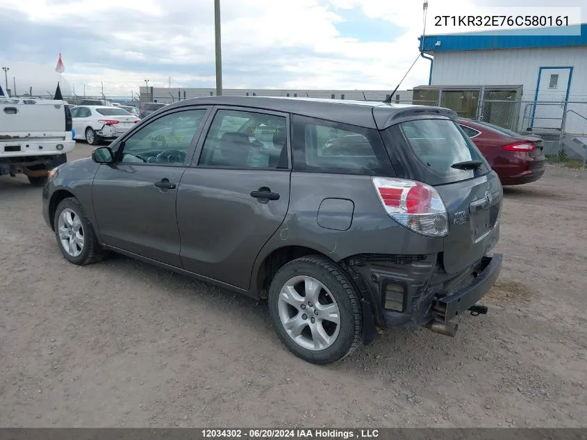 2006 Toyota Corolla Matrix Xr VIN: 2T1KR32E76C580161 Lot: 12034302