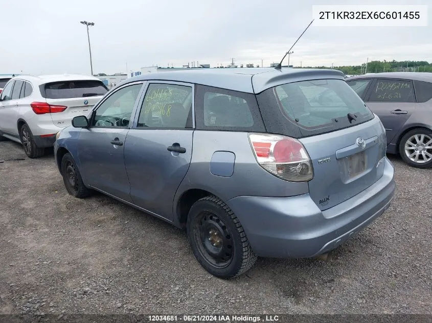 2006 Toyota Matrix VIN: 2T1KR32EX6C601455 Lot: 12034681