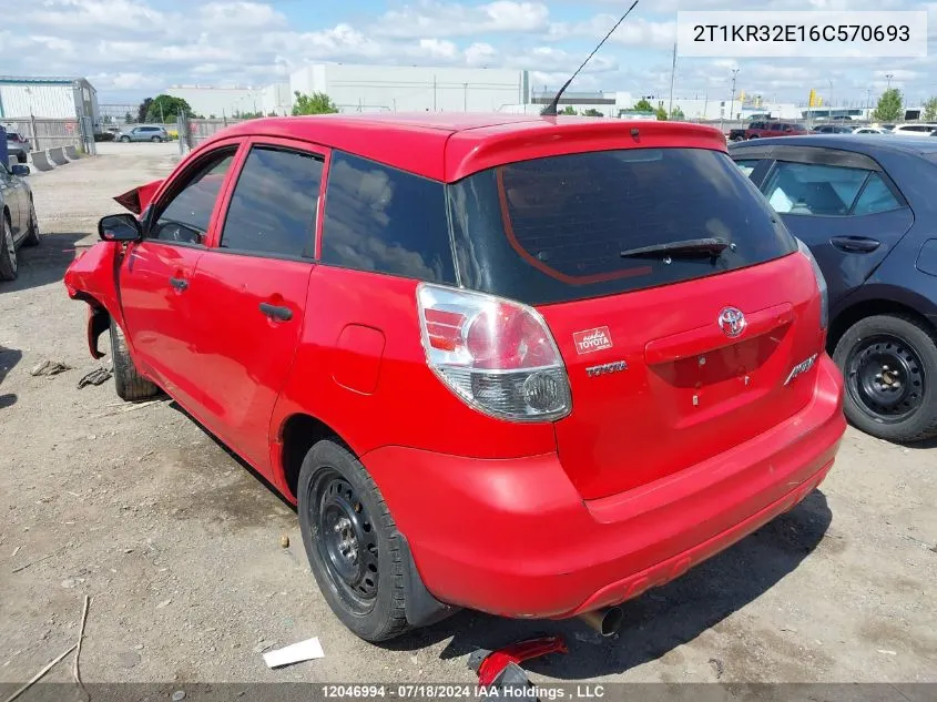 2006 Toyota Matrix Xr/Xrs VIN: 2T1KR32E16C570693 Lot: 12046994