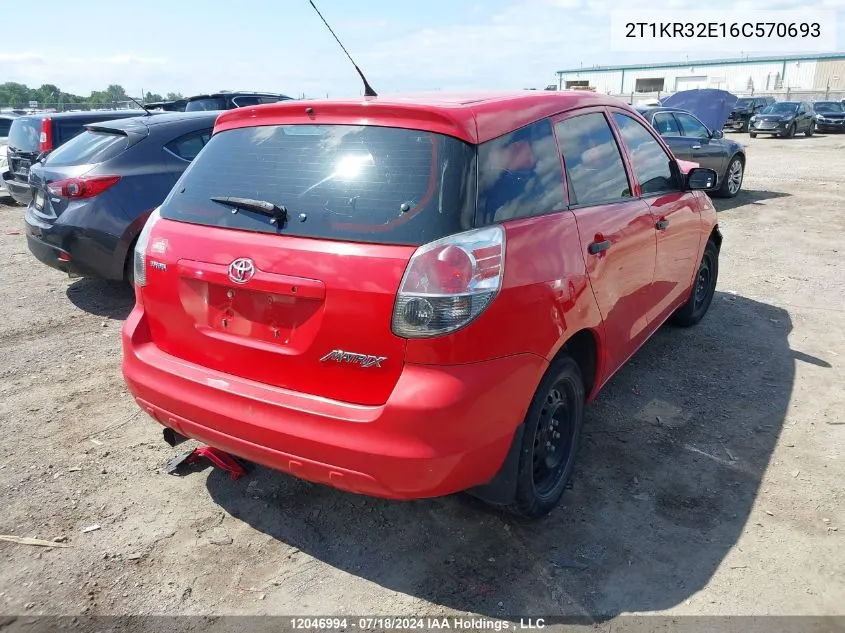 2006 Toyota Matrix Xr/Xrs VIN: 2T1KR32E16C570693 Lot: 12046994