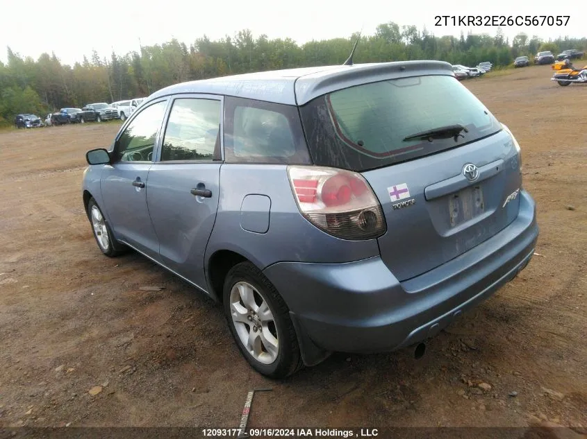 2006 Toyota Matrix Xr/Xrs VIN: 2T1KR32E26C567057 Lot: 12093177