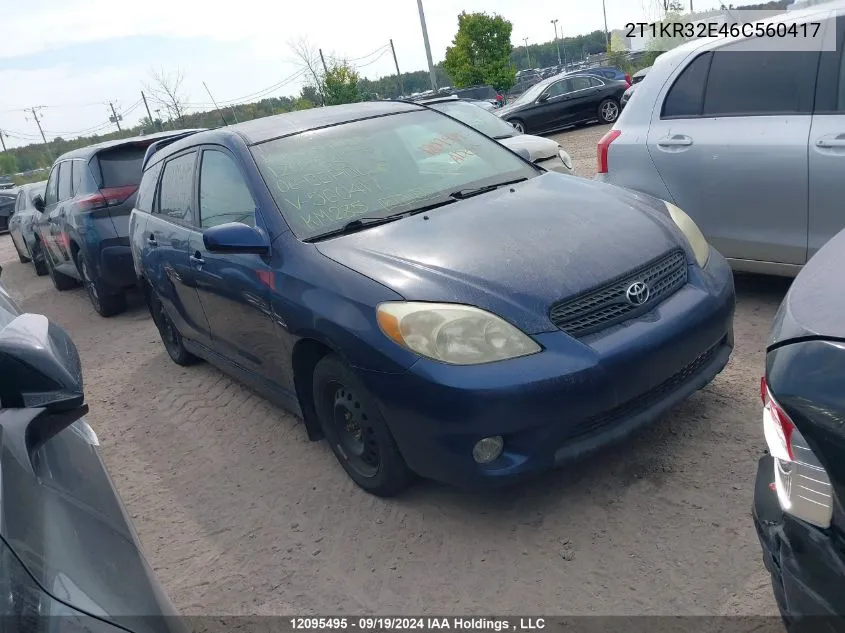 2006 Toyota Corolla Matrix Xr VIN: 2T1KR32E46C560417 Lot: 12095495