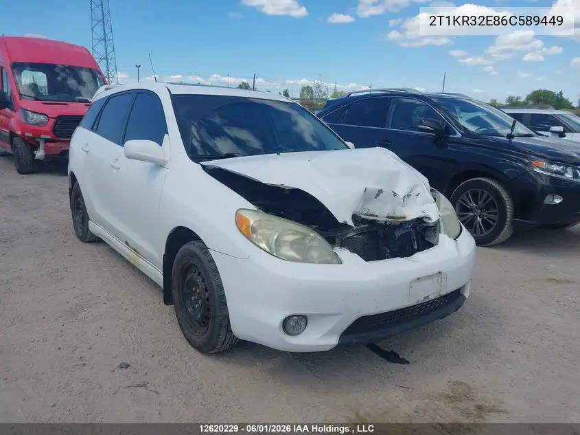 2006 Toyota Corolla Matrix Xr VIN: 2T1KR32E86C589449 Lot: 12620229