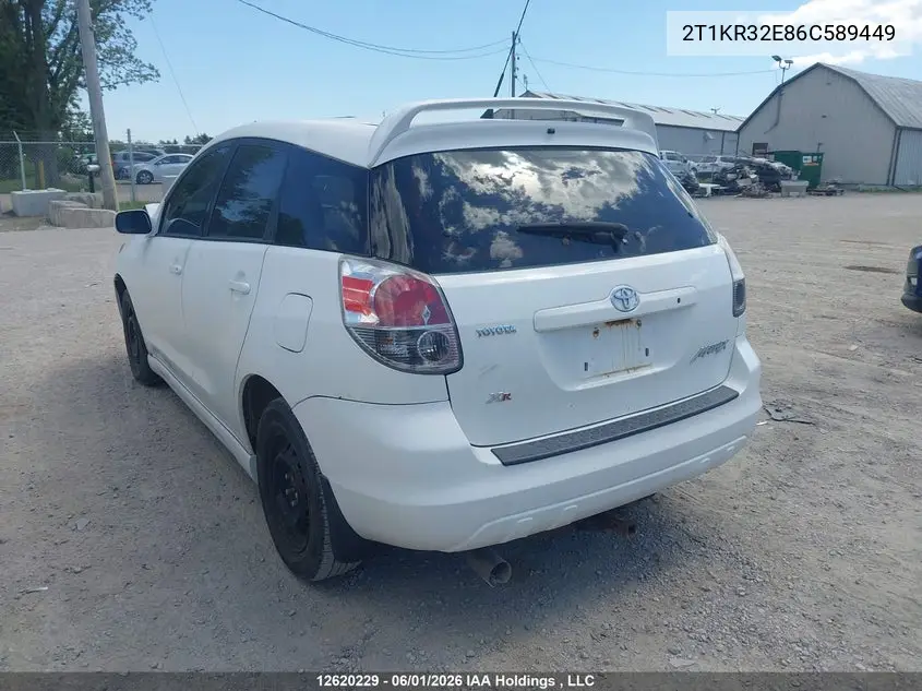 2006 Toyota Corolla Matrix Xr VIN: 2T1KR32E86C589449 Lot: 12620229