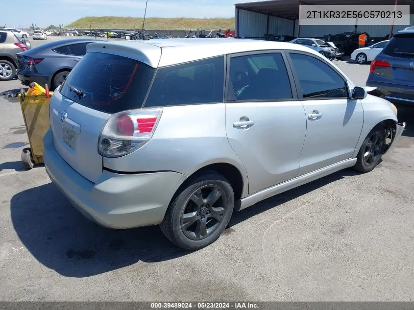 2006 Toyota Matrix Xr VIN: 2T1KR32E56C570213 Lot: 39489024