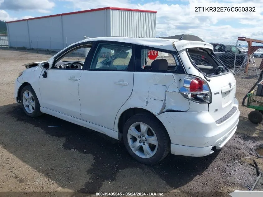 2006 Toyota Matrix Xr VIN: 2T1KR32E76C560332 Lot: 39495545