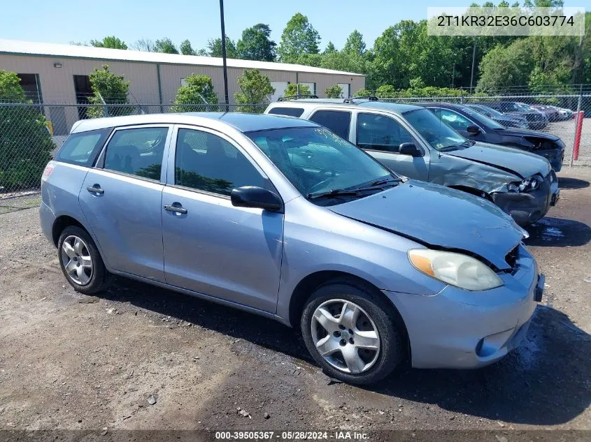 2006 Toyota Matrix VIN: 2T1KR32E36C603774 Lot: 39505367