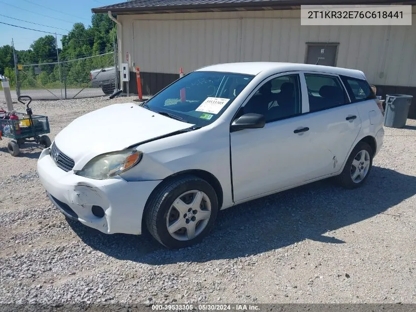 2006 Toyota Matrix VIN: 2T1KR32E76C618441 Lot: 39533305