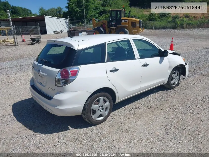 2006 Toyota Matrix VIN: 2T1KR32E76C618441 Lot: 39533305