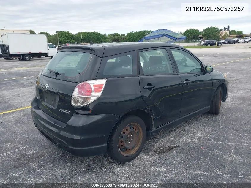 2006 Toyota Matrix Xr VIN: 2T1KR32E76C573257 Lot: 39650079