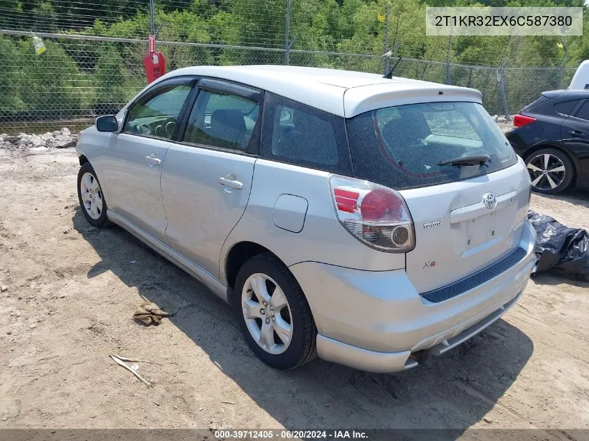 2006 Toyota Matrix Xr VIN: 2T1KR32EX6C587380 Lot: 39712405