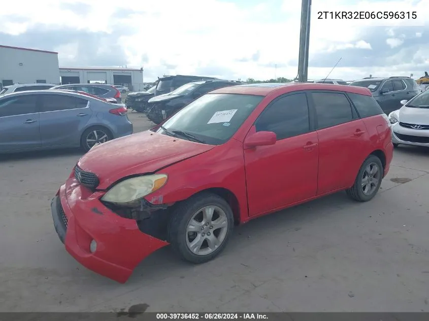 2006 Toyota Matrix Xr VIN: 2T1KR32E06C596315 Lot: 39736452