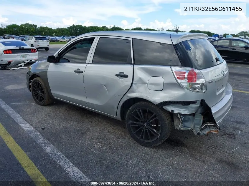 2006 Toyota Matrix VIN: 2T1KR32E56C611455 Lot: 39743654