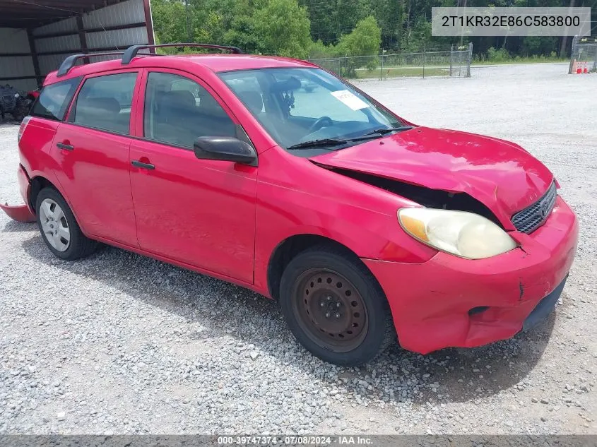 2006 Toyota Matrix VIN: 2T1KR32E86C583800 Lot: 39747374