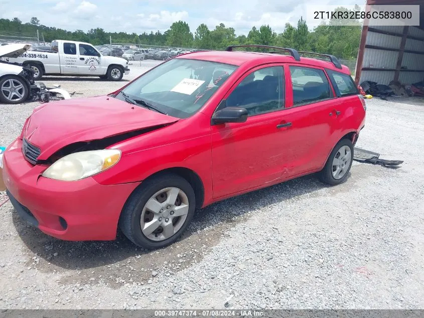 2006 Toyota Matrix VIN: 2T1KR32E86C583800 Lot: 39747374