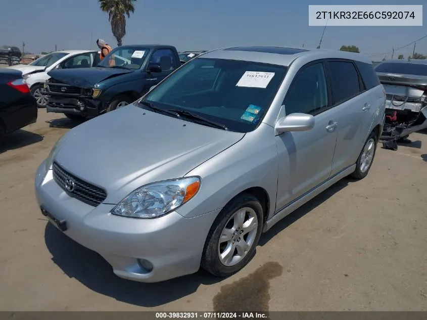 2006 Toyota Matrix Xr VIN: 2T1KR32E66C592074 Lot: 39832931