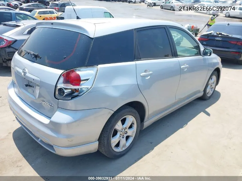 2006 Toyota Matrix Xr VIN: 2T1KR32E66C592074 Lot: 39832931